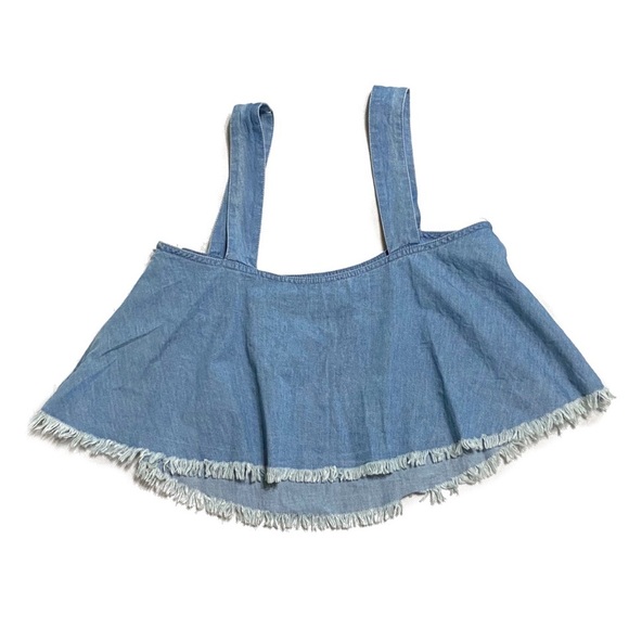 Forever 21 Frayed Chambray Crop Top - Picture 3 of 7